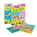 Spongebob Squarepants Jigsaw Puzzle Set - 3 Pack Spongebob Puzzle Bundle (48pc Each) with Stickers and More for Kids Adults (Spongebob Squarepants Party Favors)