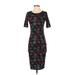 Lularoe Casual Dress - Sheath: Black Print Dresses - New - Women's Size 2X-Small