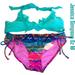 Jessica Simpson Swim | Jessica Simpson Ruffle Halter Hipster Bikini Size Medium Nwt | Color: Blue/Pink | Size: M