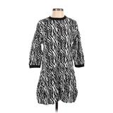 Zara Casual Dress - Mini Crew Neck 3/4 sleeves: Black Animal Print Dresses - Women's Size X-Small - Print Wash