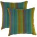 Jordan Manufacturing Sunbrella 16 x 16 Astoria Lagoon Multicolor Stripe Square Outdoor Throw Pillow (2 Pack)
