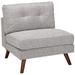 Fabric Upholstered Armless Chair with Tufted Back and Splayed Legs, Gray - 33.75 H x 32.75 W x 32.75 L Inches