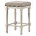 24 Inch Counter Height Stool, Luxe Nailhead Trim, Set of 2, Antique White - 18 L x 18 W x 42 H Inches