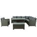 Iris 6 Piece Outdoor Conversation Sofa Set Ergonomic Seats Modern Gray- Saltoro Sherpi