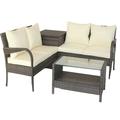UBesGoo 4 Piece Patio Sectional Wicker Rattan Outdoor Furniture Sofa Set with Storage Box Brown