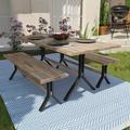 SEI Furniture Standlake 3-Piece Wood/Steel Outdoor Dining Set in Natural/Black