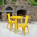 Emma + Oliver Commercial 24 Round Yellow Metal Indoor-Outdoor Table Set with 2 Cafe Chairs