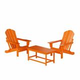 WestinTrends Malibu 3-Pieces Outdoor Patio Furniture Set All Weather Outdoor Seating Plastic Adirondack Chair Set of 2 with Coffee Table for Porch Lawn Backyard Orange