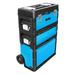DNA Motoring TOOLS-00224 19.5 W X 28.5 H X 12 D 3-Tier Stackable Extendable Handle Trolley Tool Box Blue