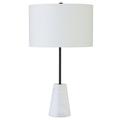 Evelyn&Zoe Killian 25.5 Modern Marble and Metal Table Lamp with White Drum Fabric Shade