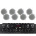 Technical Pro 4 Room 1000 Watts 4 Channel Bluetooth Receiver With 4 Pairs of 2-Way Stereo Sound 6.5 Wall Mount Speakers