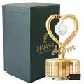 24K Gold Plated Mom Heart Wind-Up Music Box Table Top Ornament with Crystals by Matashi- Love Story