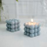 BalsaCircle 2 Dusty Blue Unscented Paraffin Wax Candles Bubble Cube Wedding Centerpieces Party Events Decorations