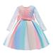 Dress Baby Girls Girls Two Piece Formal Dresses Child Girls Bowknot Multicolor Pageant Dress Birthday Party Kids Lace Rainbow Gown Princess Dress Girls Dress Clothes Size 12