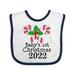 Inktastic Babys 1st Christmas 2022 Candy Cane Boys or Girls Baby Bib