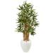 Nearly Natural 4 Bamboo Tree in White Oval Planter