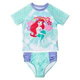 Disney Toddler Girls Ariel Rash Guard Swimsuit Set Sizes 2T-4T