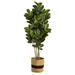 Nearly Natural 5.5 Oak Artificial Tree in Handmade Natural Cotton Planter UV Resistant (Indoor/Outdoor)