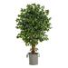 Nearly Natural 5.5ft. Palace Ficus Artificial Tree in Handmade Black and White Jute and Cotton Planter