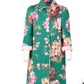 Gucci Jackets & Coats | Gucci Hydrenea Green Floral Coat Pink Silk Linen Prestined! Sz 40 | Color: Green/Pink/Red | Size: S