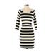 Coincidence & Chance Casual Dress - Sheath Scoop Neck 3/4 sleeves: White Print Dresses - Women's Size X-Small