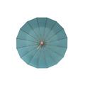 SERUMY Folding Umbrella Super Strong 16 Ribs Umbrella Rain Woman Windproof Sun Three Folding Umbrellas With Wood Handle-Blue