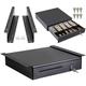 Volcora Cash Register Drawer with Under Counter Mounting Metal Bracket - 16" Black Cash Drawer for POS, 5 Bill 6 Coin Cash Tray, Removable Coin Compartment, 24V RJ11/RJ12 Key-Lock, Media Slot