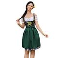 GloryStar Women's German Dirndl Dress Traditional Bavarian Oktoberfest Costumes for Halloween Carnival 3 Pieces Classic Green Yellow S