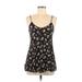 Brandy Melville Casual Dress - Mini Plunge Sleeveless: Black Floral Dresses