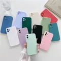 Coque de téléphone en silicone souple couleur bonbon coque antichoc ultra fine iPhone 13 12 11 Pro