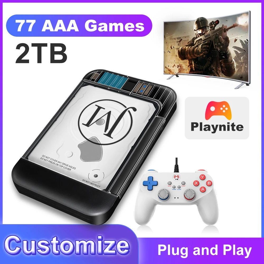 Système de jeu externe HDD Portable 2T, avec jeux AAA pour PS2/PS3/PS4/XBOX/WiiU/Wii/MAME/PS1/PSP/SS pour Win8.1 et supérieur