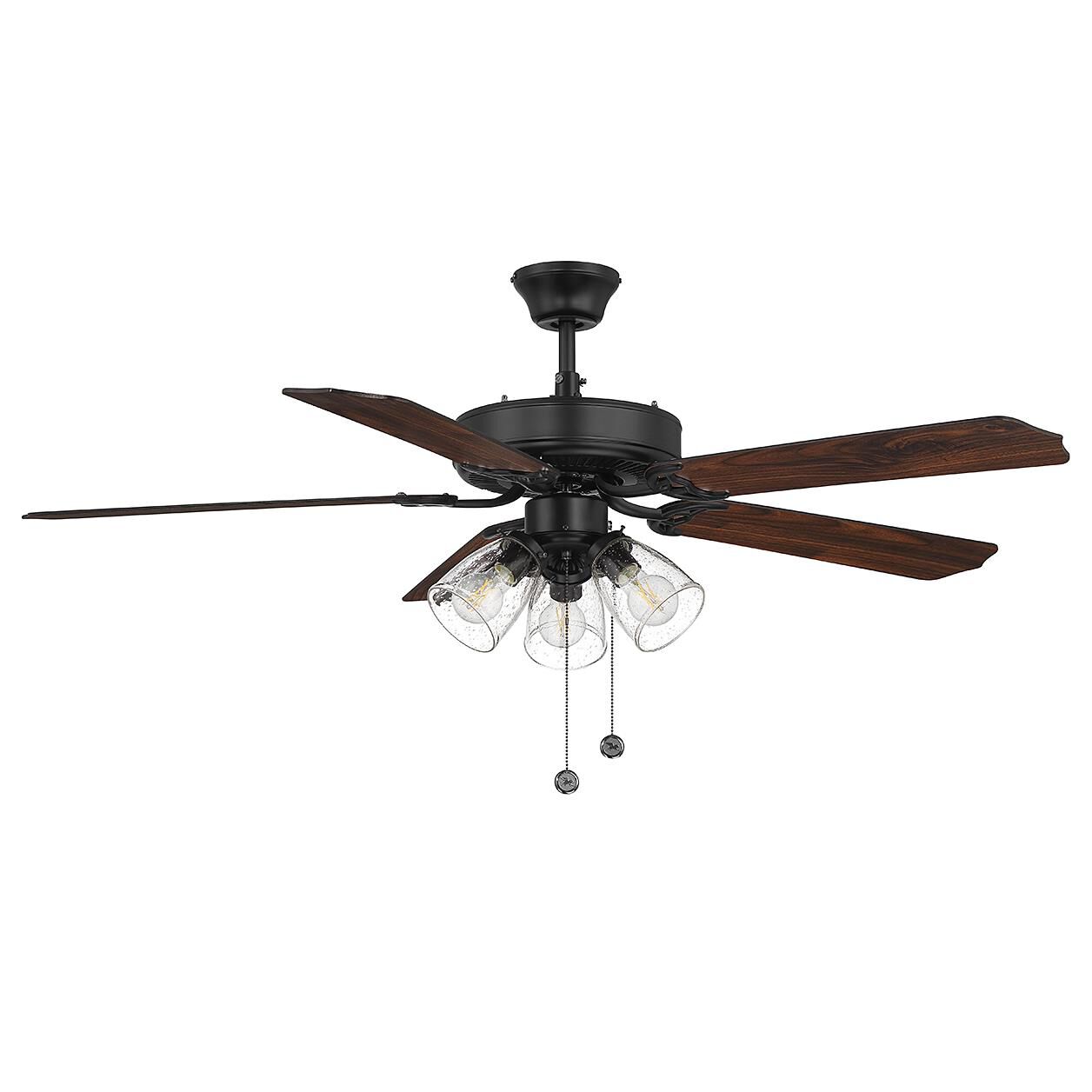 Meridian Lighting 52 Inch Ceiling Fan with Light Kit - M2022MBKRV