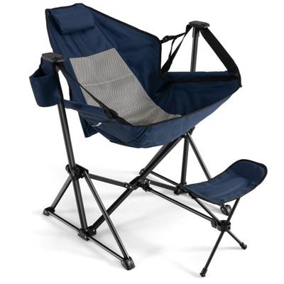 Costway Hammock Camping Chair with Retractable Footrest and Carrying Bag-Navy