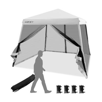 Costway 10 x 10 Feet Pop Up Canopy with with Mesh Sidewalls and Roller Bag-White