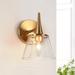 Mola Mid-century Modern Gold 1-Light Bathroom Vanity Light Transitional Glass Wall Sconces - L 5.9"* W 7.9"* H 9"
