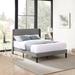 Upholstered Height- Platform Bed Frame with Wingback Headboard Twin Full Queen Size Bed-Grey