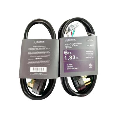 Equator 30A 6 ft 3/4 - Prong Dryer Power Cord Grey/Black