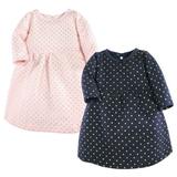 Hudson Baby Infant Girl Cotton Dresses Metallic Navy Pink 9-12 Months