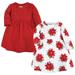 Hudson Baby Infant and Toddler Girl Cotton Dresses Poinsettia Dot 9-12 Months