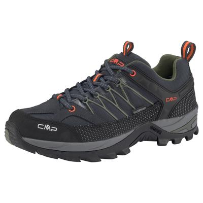 Wanderschuh CMP "Rigel Low Waterproof", Gr. 42, grau (anthra, grün), Leder, Textil, sportlich, Schuhe, wasserdicht