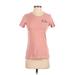 Next Level Apparel Short Sleeve T-Shirt: Crew Neck Covered Shoulder Pink Graphic Tops - Women's Size X-Small