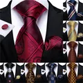 Cravate de qualité pour hommes rouge vin bleu rayé en soie cravate de mariage pour hommes Hanky
