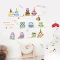 Autocollants muraux de fête hibou mignons pour enfants décoration de chambre à coucher dessin