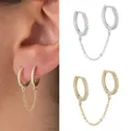 Boucles d'oreilles piercing à deux trous d'oreille pour femmes boucles d'oreilles en cristal