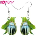 Bonsny – boucles d'oreilles en acrylique mignon coccinelle insecte goutte d'eau bijoux d'été