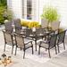 9 Pieces Patio Dining Set, 60 Inch Square Metal Table and Sling Dining Chairs