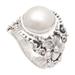 Soft Glow in Grey,'Cultured Pearl and Sterling Silver Cocktail Ring from Bali'
