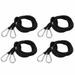 Bulk Pack of 4 Extra Long 70 inch Heavy Duty Black Bungee Cords with Carabiner Hooks