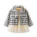 Efsteb Infant Toddler Baby Girl Dresses Long Sleeve Round Neck Baby girls Tutu Dress Long Sleeve Plaid Jacket Coat Outfits Sets Fall Winter Clothes Black 6-9 Months