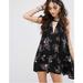 Free People Dresses | Free People“Snap Out If It” Black Floral A-Line Swing Dress, Sz Xs | Color: Black | Size: Xs